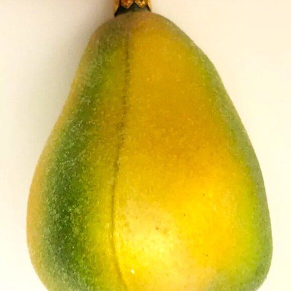 Authentic! Rare Christopher Radko PEAR FRUIT Yellow Green Golden Glass Ornament - Picture 9 of 10